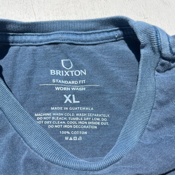 Men's Brixton T-Shirt Blue Spell-Out XL Streetwear Logo Casual City Beach Surf - Picture 4 of 11